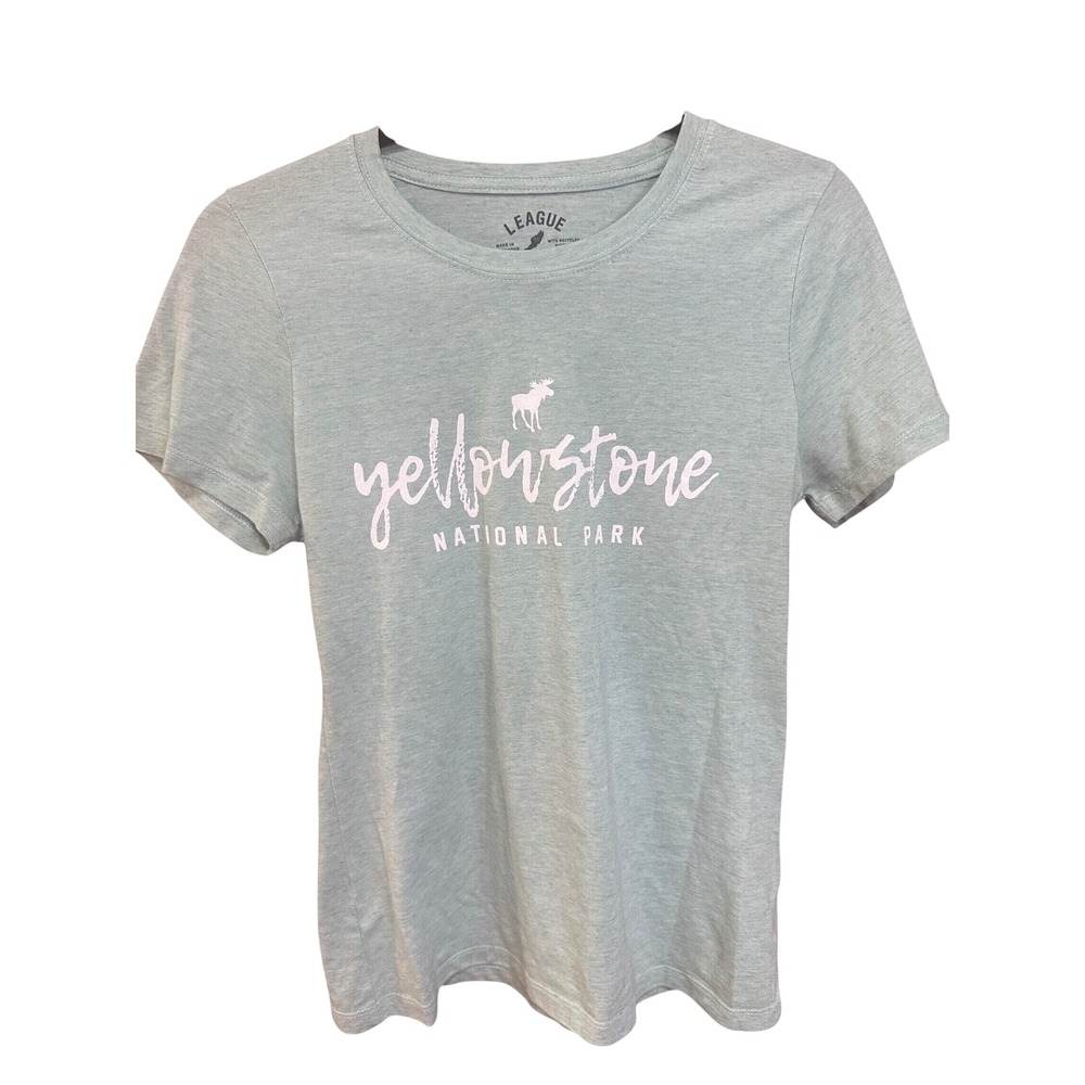 League Yellowstone National Park Graphic Tee Mint Green Repreve Recycled Medium